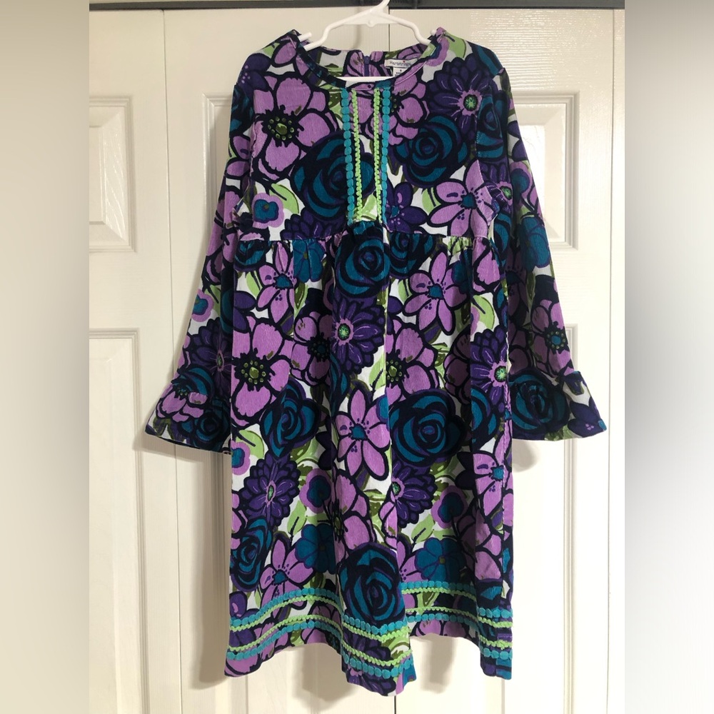 Girls Floral Corduroy Dress